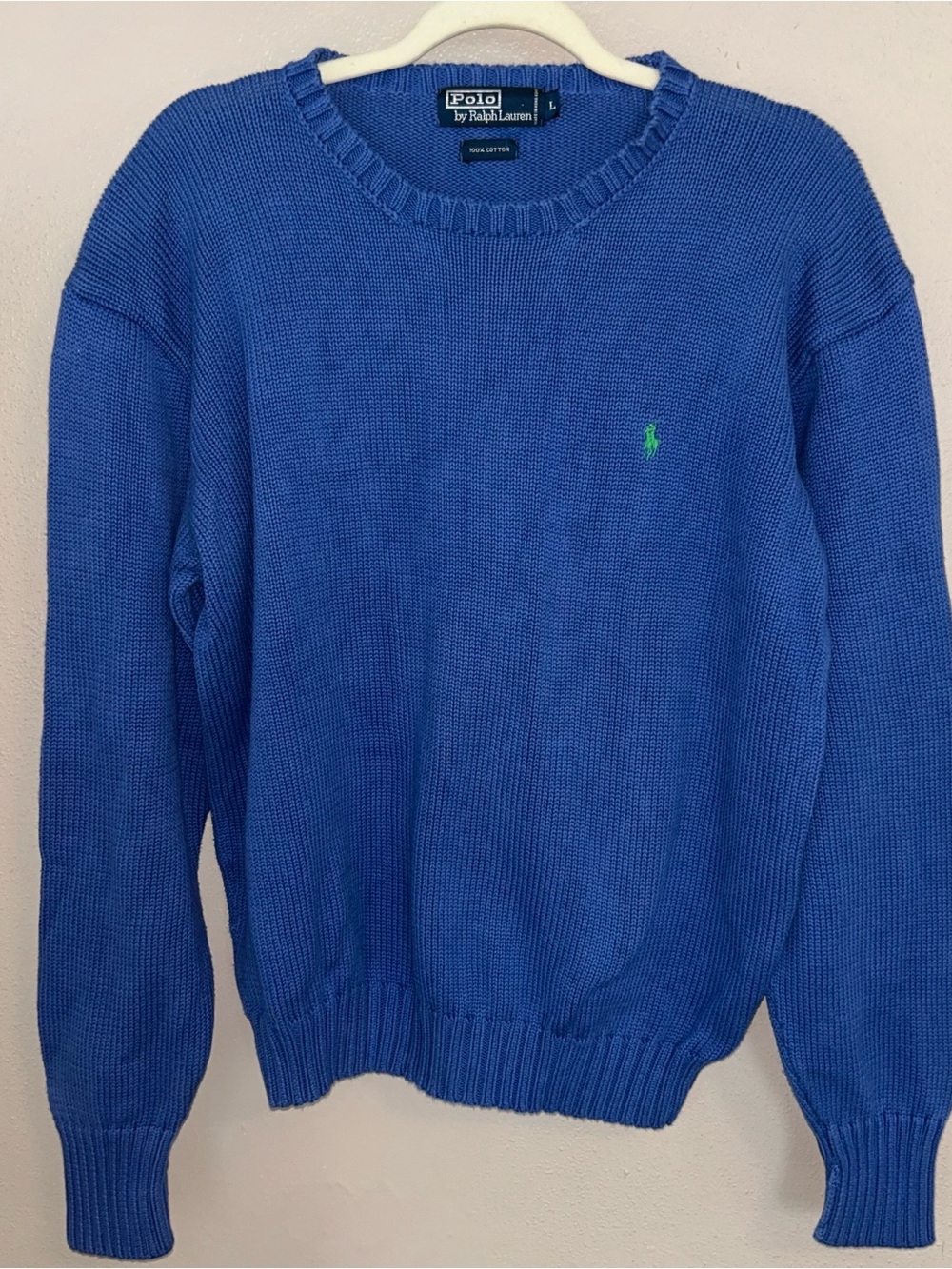 Ralph Lauren Men’s Crewneck Sweater in Royal Blue with Green Pony
